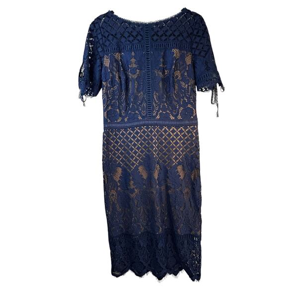 Tadashi Shoji Navy Suma Lace Dress - Size 8 - Picture 4 of 16